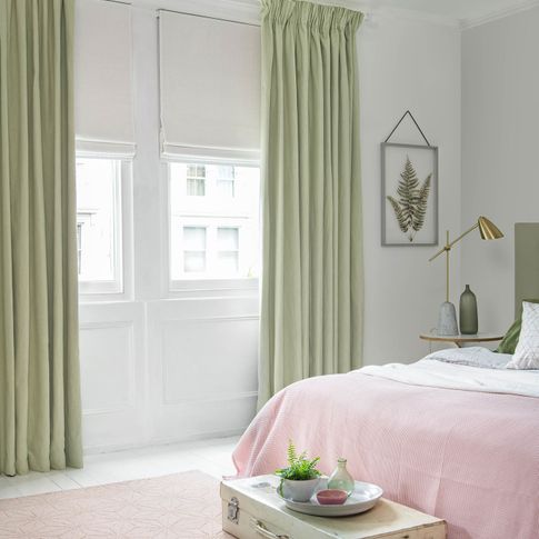 Bailey neo mint curtains islita ice white romans in bedroom