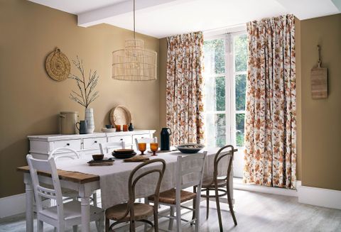 Forenza Apricot curtains in dining room