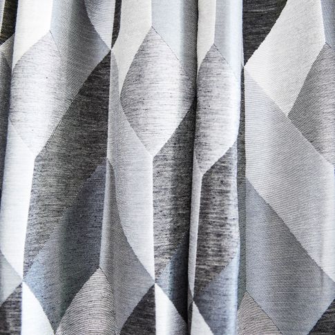Close up of Fragment Monochrome curtains in kitchen