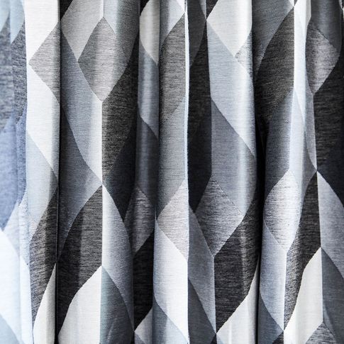 Close up of Fragment Monochrome curtains in kitchen