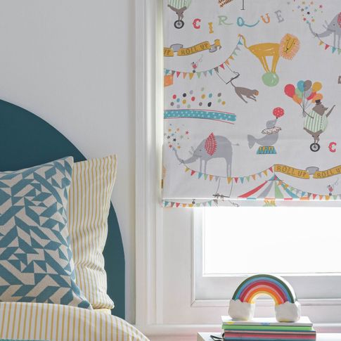Multicolored circus theme printed roman blinds for children room