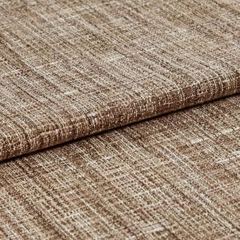 Brown coloured fabric with lines of white to create a textured appearance