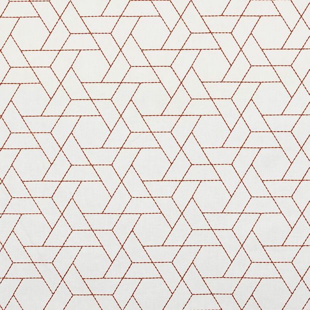 Jive Tango swatch is a cream background with a geometric pattern outlined in orange