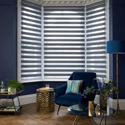 Day & Night blinds in Nightfall Slate Grey in living room