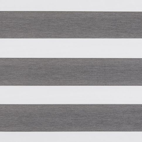 Dawn grey swatch which has a dark grey textured fabric in horizontal stripes with white