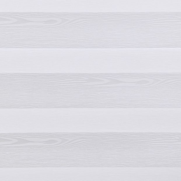 Daybreak White swatch is a white fabric with a wood effect grain, alternating between sheer strips