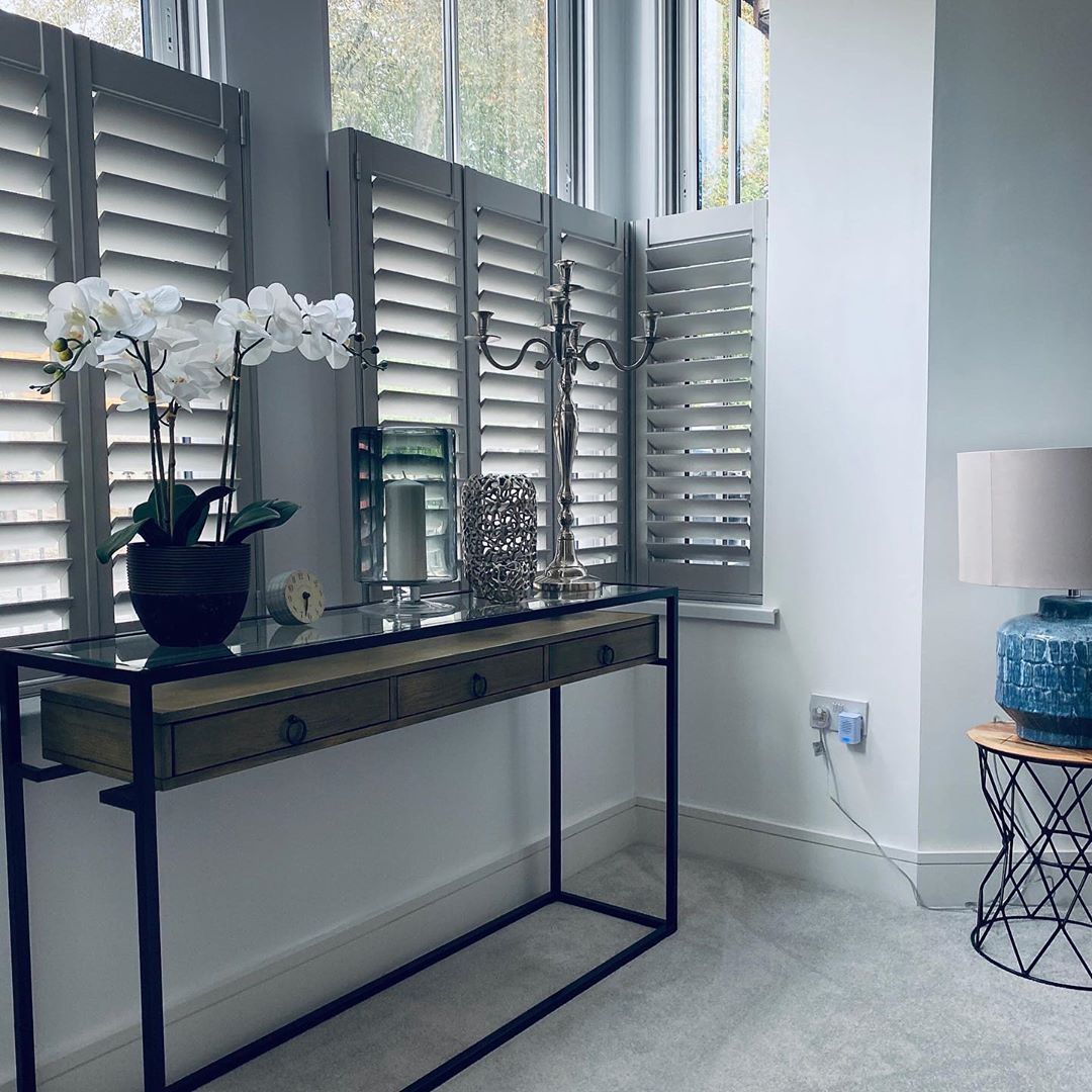 dark grey plantation shutters