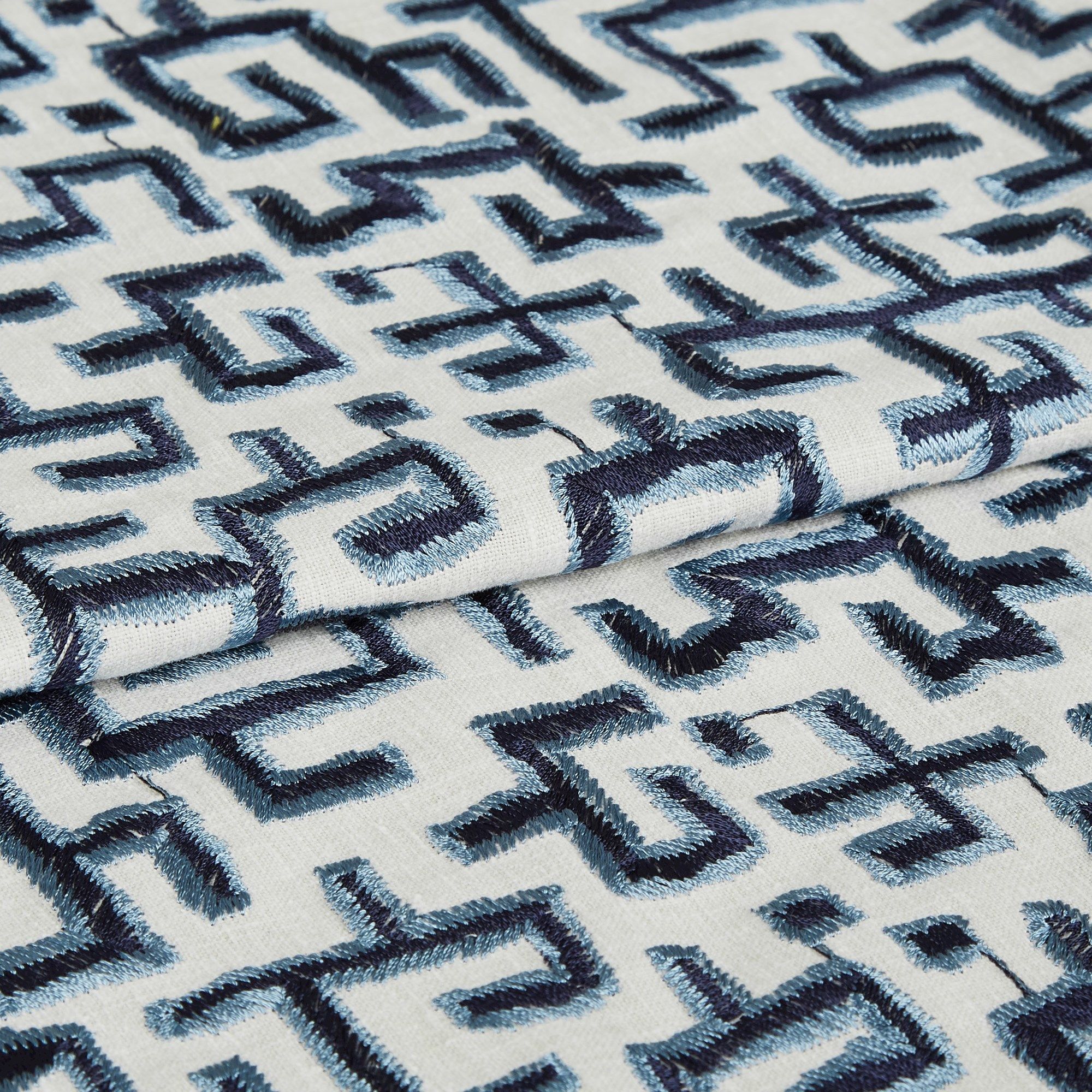 Black and white embroidered folded swatch in living etc launch