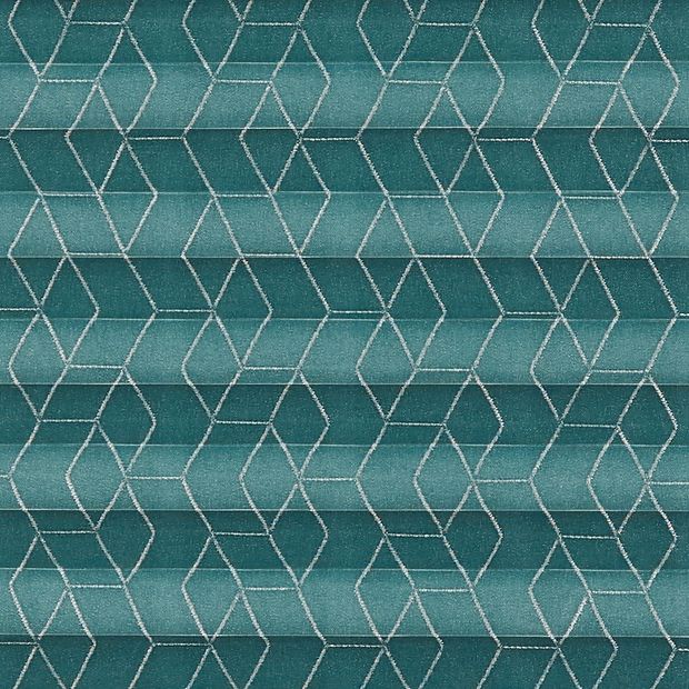 Green geometric patterned  swatch for pleated blinds