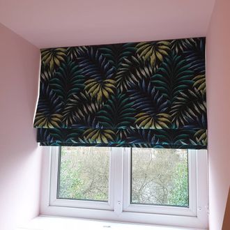 Mirissa Blackout roman blind with pink walls and ceiling