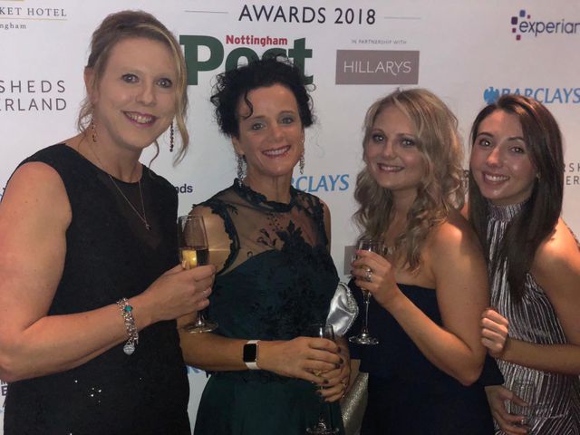 Four members of the hillarys marketing team after receiving an award at a marketing awards event