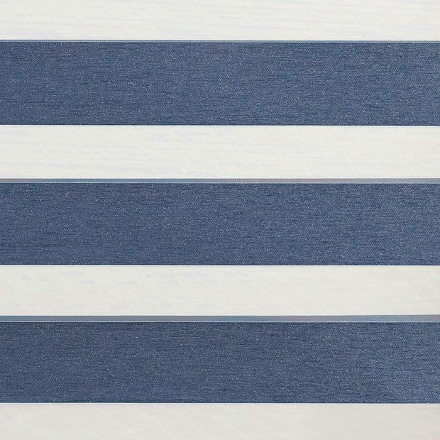Navy coloured day and night blind swatch fabric in the open position