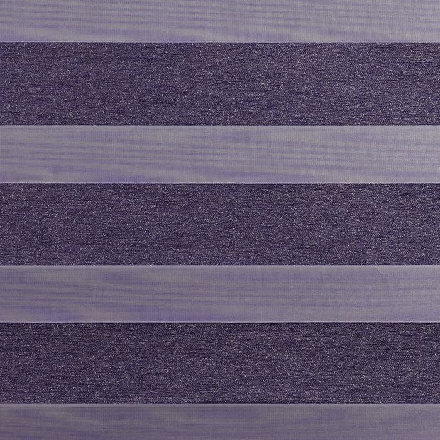 Purple coloured day and night blind swatch fabric in the closed position