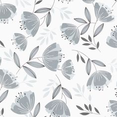Tahani Monochrome swatch is a white base featuring a large scale floral print in a single shade of mid grey