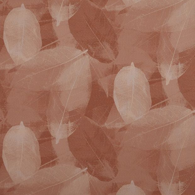 Orange fabric with leaves in shades of orange and white