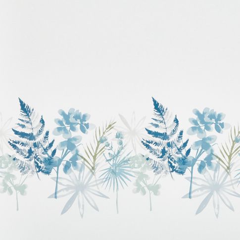 blue coloured leaf patterns on a white background