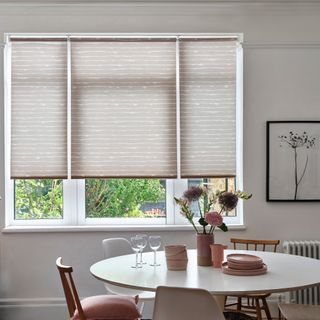 Shore cerulean roller blind in dining room