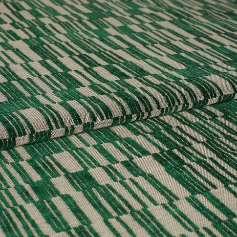 Folded green and white fabric of Lora Emerald Curtains