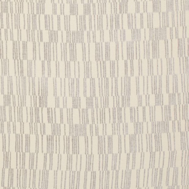 Lora Hush swatch has a silvery grey velvet linear graphic pattern on a plain cream linen background