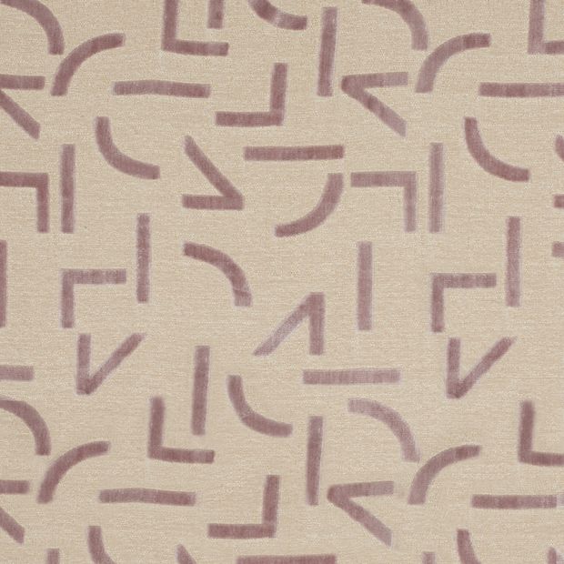 Mori Lilac Blush swatch is a beige background with juxtaposing sleek lines with organic shapes in a blush pink shade