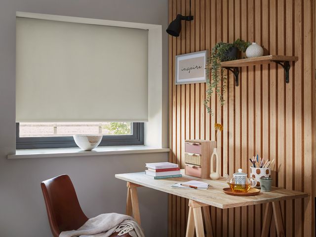 Hush Cloud roller blind in an office window