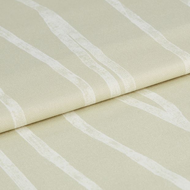 Yellow and white striped pattern Flow Sesame on folded fabric