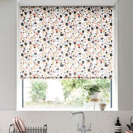 Lucca brick roller blind in large kitchen window