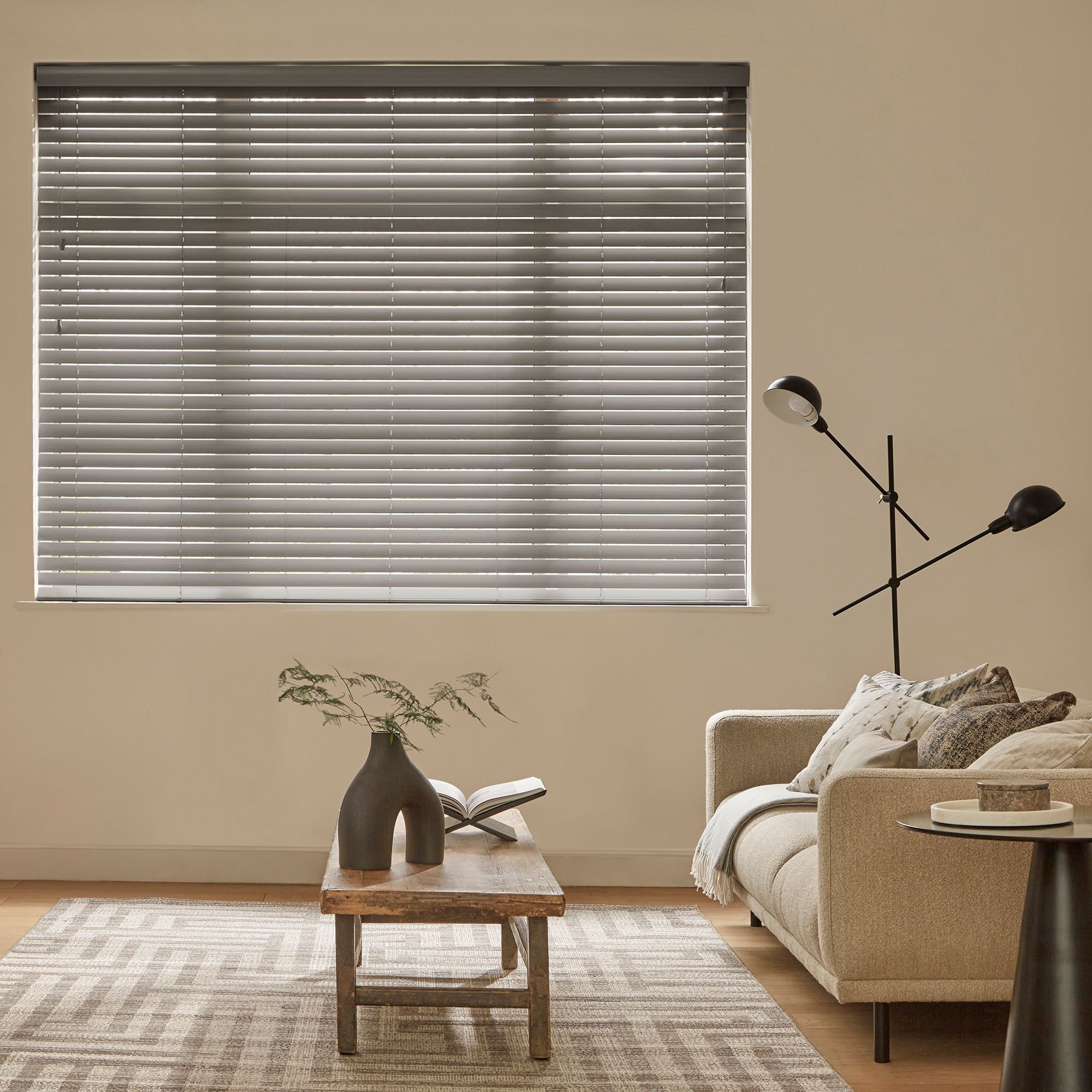 Grey deals wooden blinds