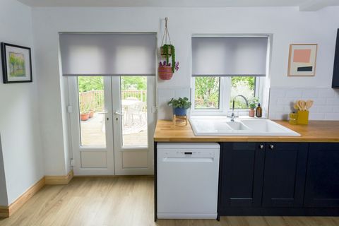 Reber Ash Roller blinds in a kitchen 
