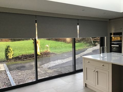 cordova ash roller blinds in a kitchen 
