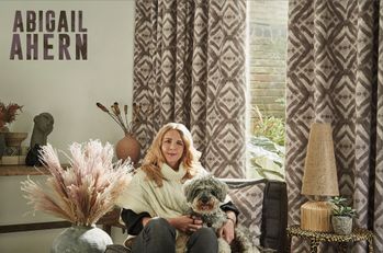 landscape abigail ahern influencer with dog in contemporary living room