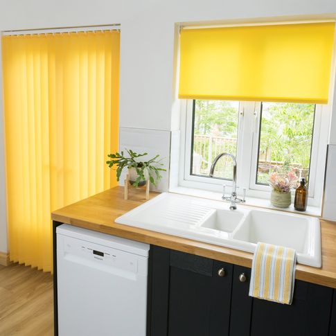 reber freesia roller and vertical blinds in kitchen