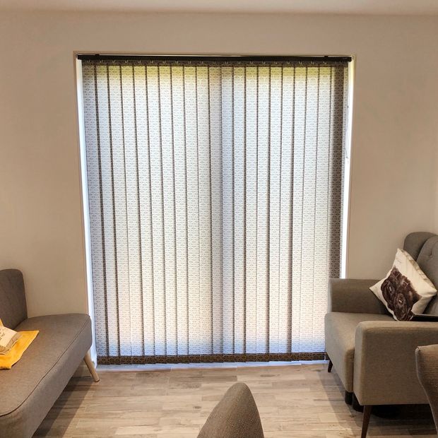vesper grey black vertical blinds in living room