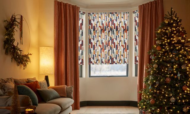 Bauhaus Sandstone Roller blinds in a living room