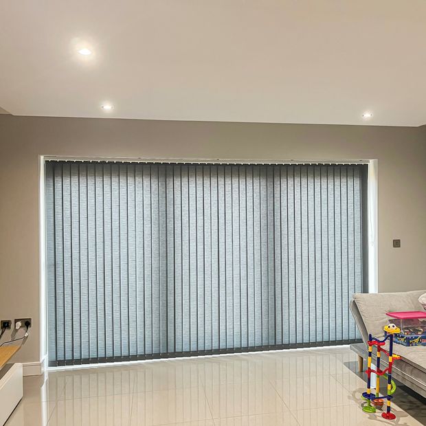 Norfolk Grey vertical blinds in lounge