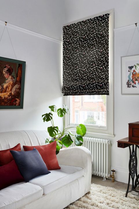 Vapour obsidian roman blind in minimalist living room