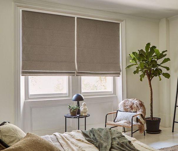 abigail ahern sulby brush roman blinds in bedroom