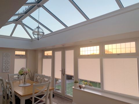 Pleated top down bottom up conservatory blinds in customer home