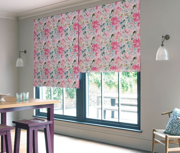 caprice paradise roman blinds in dining room