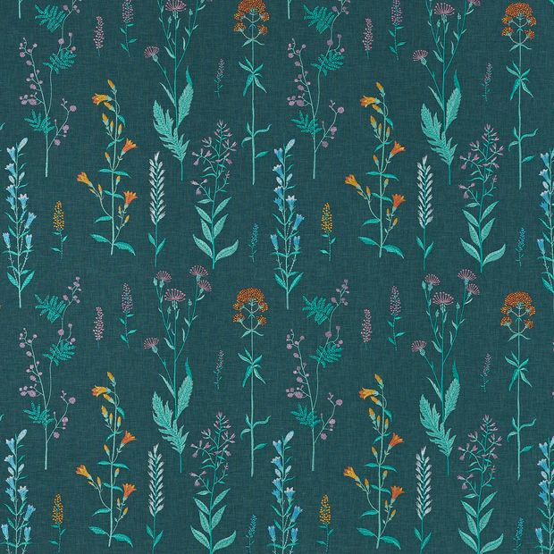 Flat swatch fabric of Botanical Bayberry Green