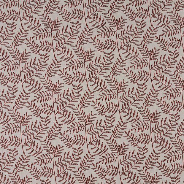 Flat swatch fabric of Fronds Beetroot Red