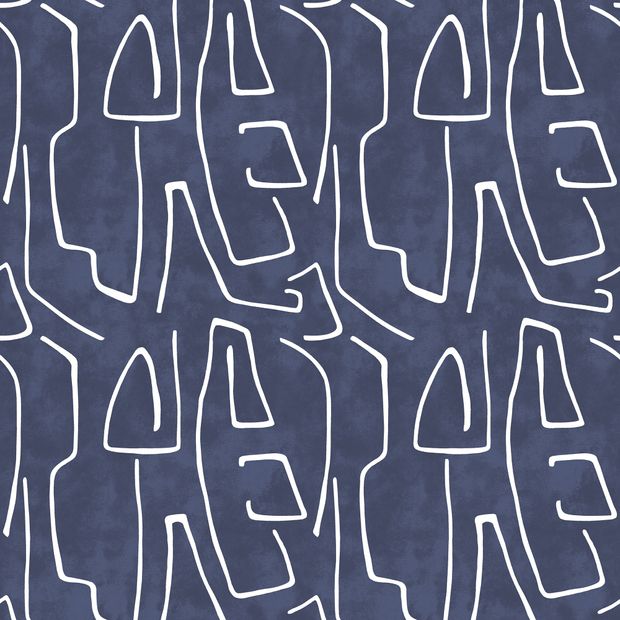 Flat swatch fabric of Nora Indigo Blue