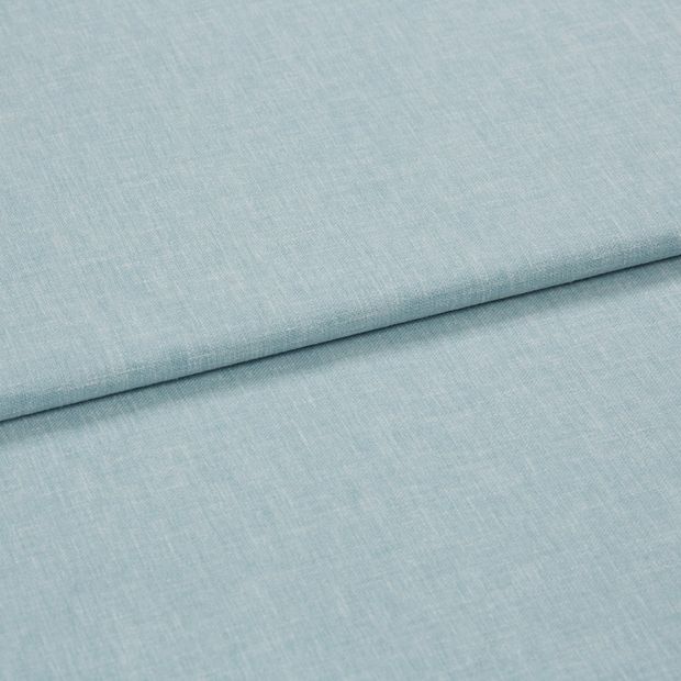 A folded piece of fabric with Harper Mist Blue printed on it