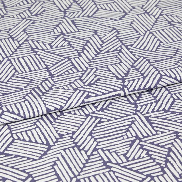 A folded piece of fabric with Parquet Blue printed on it