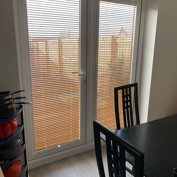 Aulwood american elm perfect fit venetian blinds on dining room windows 