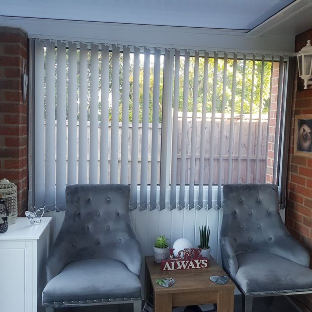 Acacia Light Grey vertical conservatory blinds
