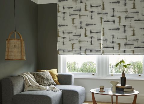 Expression sombre roman blinds in living room window