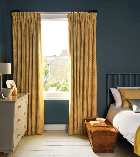 Eclipse mimosa floor length pinch pleat curtains in bedroom