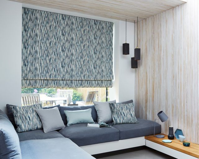Impression Marine roman blind in blue themed living room