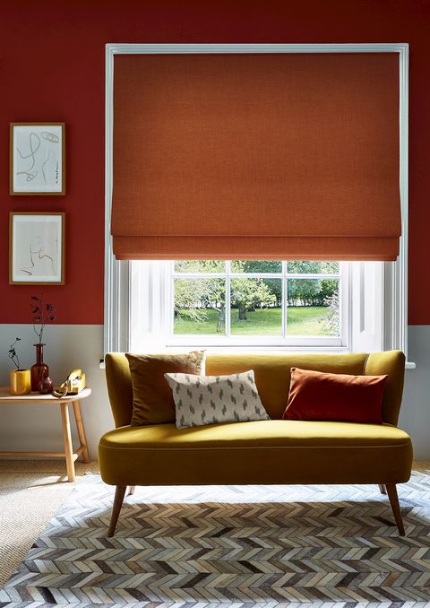 Lindora sienna roman blinds in minimalist living room